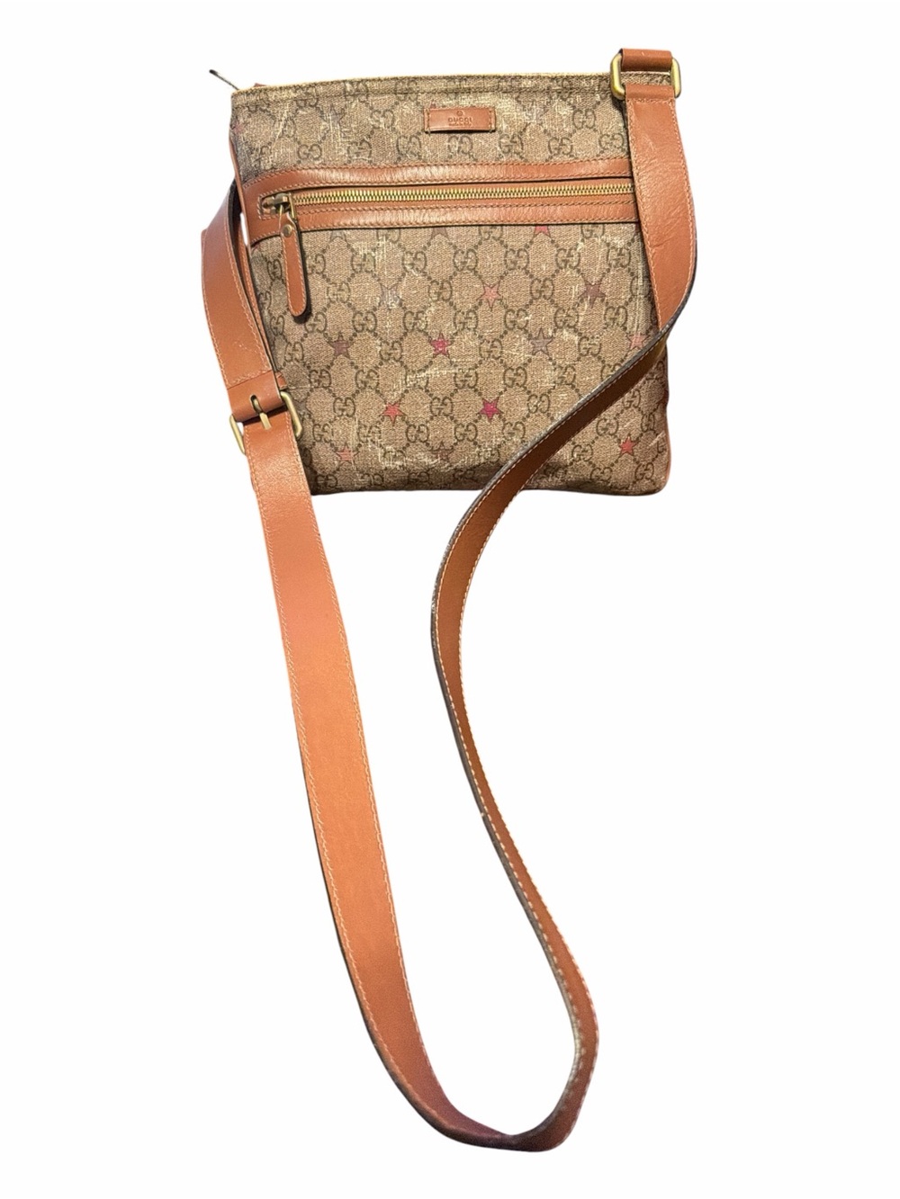 Gucci GG Supreme Star Print Flat Crossbody Messenger Bag 295257 - AS IS